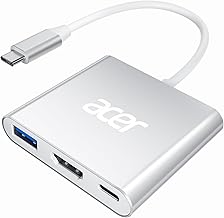USB C to HDMI Adapter, 4K USB C Hub with 100W PD, USBA 3.0 Port, HDMI to USBC Multiport Digital AV Converter for MacBook Pro/Air, iPad, Tablets, Switch, TV, Monitor and More (Silver)