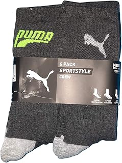 Sponsored Ad - Men's 6 Pack Sportstyle Crew Socks (Shoe Size 6-12/Sock Size 10-13 Dark Grey-Gray/Neon Volt/Blue)