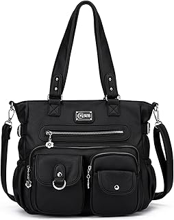 Large Purses for Women Shoulder Bag Tote Handbags Stylish Vegan Leather Hobo Bags Ladies, A-Black-4