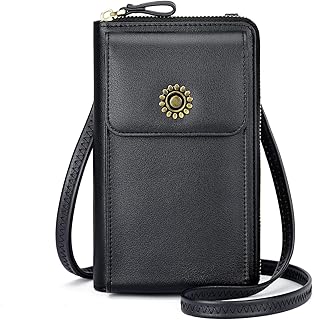 Sponsored Ad - Crossbody Purse Cell Phone Bag for Women RFID Blocking Cell phone Wallet Mini Shoulder Bag (Black Purse)