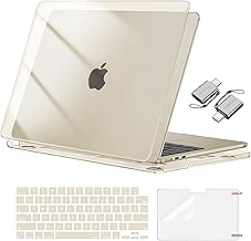 Compatible with MacBook Air 13 inch Case 2025 2024 2023 2022 M4 A3240 M3 A3113 M2 A2681, Plastic Hard Shell&Keyboard Cover&Screen Film&Type C for MacBook Air 13.6 inch Case, Crystal Starlight