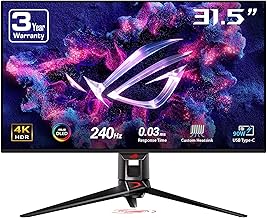 ROG Swift 32” 4K OLED Gaming Monitor (PG32UCDM) - UHD (3840 x 2160), QD-OLED, 240Hz, 0.03ms, G-SYNC Compatible, Custom Heatsink, Graphene Film, 99% DCI-P3, True 10-bit, 90W USB-C