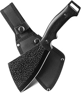11 Inch Hatchet with Sheath, Small Compact Machete Axes, Fixed Blade Full Tang Camping Tactical Knife for Woodworking, Garden Machete Axe with Sheath for Bushcraft Yards Bushes Wood, A1BK