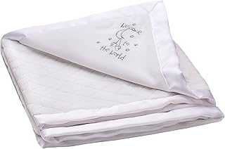 Little Me 2-Ply Baby Blanket with Welcome to The World Embroidery and Satin, (White, 30 in. x 40 in.)