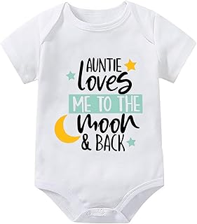 Auntie Loves Me To The Moon And Back Baby Clothes Short Sleeve Baby Romper Newborn Outfits