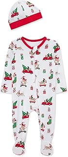 Little Me Clothes for Baby Gender Neutral Viscose from Bamboo Zipper Closure Holiday Footie Pajamas, Newborn to 9 Months