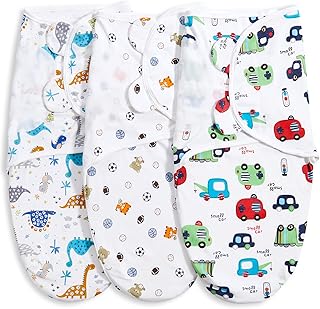 Bubble bear Baby Swaddle Blankets for Baby Boy Girl 0-3 Months,Hypoallergenic Skin-Friendly Swaddle,Cute Little Soccer Ball, Dinosaur, Adjustable Newborn Sleep Sack, 3 Pack