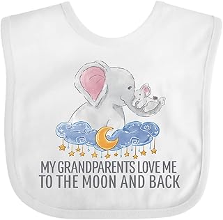 inktastic My Grandparents Loves Me To the Moon and Back Elephants Baby Bib