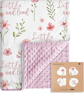 Sponsored Ad - Floral Baby Blankets for Girls - Super Soft Nursery Minky Blanket, Newborn Baby Blanket with Double Layer Dotted Backing, Pink Lightweight Bed Throw Blanket, 30 x 40 Inch