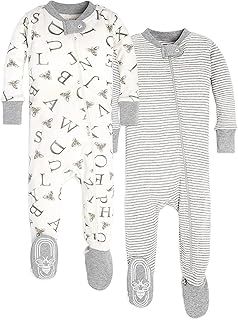 Sponsored Ad - baby-boys Boys Sleeper Pjs, 100% Organic Cotton, One-piece Footie, Zip Up Jumpsuit, Snug Fit Pajamas