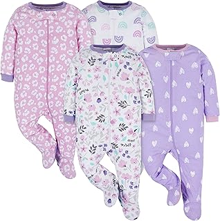 baby-girls 4-pack Sleep 'N Play Footies Multi Pack