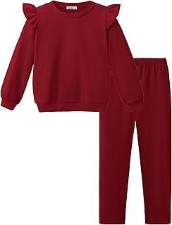 Sponsored Ad - Toddler Girls Clothes 2 Piece Outfits Ruffle Trim Long Sleeve Pullover Sweatshirts and Leggings Fall Clothing Sets