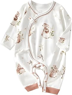 Sponsored Ad - 100% Organic Cotton Soft 0-6 Months Unisex Footless Newborn Baby Sleepers Pajamas Romper Boys Girls Long Sleeve