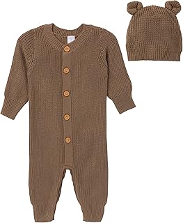 Baby Sweater Knit Romper & Hat Set
