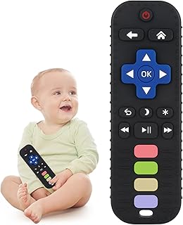 Chuya Baby Teether Toy Chew Toys for Babies 3-24 Months TV Remote Control Shape Teething Relief for Infants (Black)