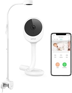 NETVUE Peekababy Baby Camera with Wireless Audio, Adjustable Crib Mount Monitor, Works via 2.4GHz Wi-Fi for Wide Coverage & Stable Connection, Smart App, Two-Way Talk (White)