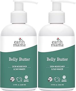 Earth Mama Belly Butter, Maternity Moisturizer for Dry Skin | Lotion for Pregnancy and Postpartum Recovery Self Care, Body Cream with Aloe, Fragrance Free, 8-Fluid Ounce (2-Pack)