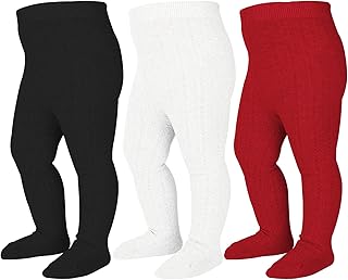 Mini angel Baby Tights Cable Knit Tights Baby Leggings Seamless Cotton Stockings Pantyhose 3/4 Pack for Infants Toddlers 0-5T
