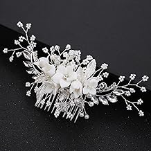 Handmade Silver Bridal Hair Comb Clip Flower Bride Wedding Bridesmaids Hair Vine Crystal Hair Accessories for Brides Headpieces