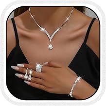 Sponsored Ad - Unicra Bridal Wedding Jewelry Set Silver Rhinestone Necklace Earrings Sets Formal Costume Jewelry for Women and Brides