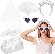 Sponsored Ad - Cinrobiye 6 Pcs Bride to Be Gift Set，Bachelorette Party Decorations，Bridal Shower Crown Sash Veil Bride Sunglasses for Women，Bach Party Favors Engagement Wedding Day Party Accessories