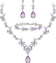 Sponsored Ad - BriLove Wedding Jewelry Set for Women Bride, Y-Necklace Tennis Bracelet Dangle Earrings Crystal Teardrop Marquise Cluster for Bridal Bridesmaid