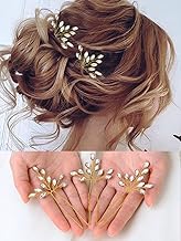 Heread Crystal Bride Wedding Hair Pins Rhinstones Bridal Hair Accessories Head Piece for Women and Girls (Pack of 3) (C Gold)