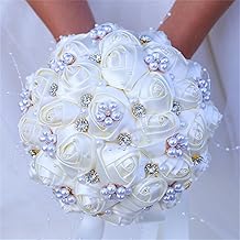 Sponsored Ad - Handmade Rhinestone Bridal Bouquet Crystal Wedding Round Tossing Bouquet Artificial Flower Bunch for Bride Bridesmaid