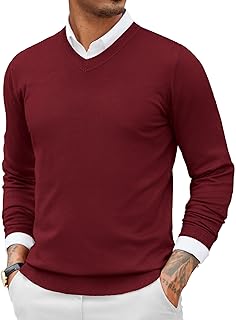 Sponsored Ad - Men Casual V Neck Sweater Ribbed Knit Slim Fit Long Sleeve Pullover Top