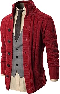 Sponsored Ad - Mens Cable Knitted Heavey Sweater Cardigan Thermal Button Down Closure