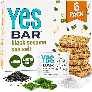Sponsored Ad - YES Bar – Black Sesame Sea Salt – Plant Based Protein, Decadent Snack Bar – Vegan, Paleo, Gluten Free, Dairy Free, Low Sugar, Healthy Snack, Breakfast, Low Carb, Keto Friendly (Pack of 