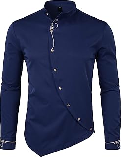 Sponsored Ad - Men's Luxury Gold Embroidery Design Slim Fit Long Sleeve Button Up Dress Shirts