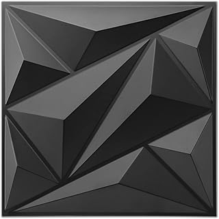 Sponsored Ad - Art3dwallpanels 33 Pack 3D Wall Panel Diamond for Interior Wall Décor, PVC Flower Textured Wall Panels for Living Room Lobby Bedroom Hotel Office, Black, 12''x12'' Cover 32.Sq.Ft.