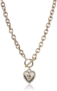 Womens Pave Framed Heart Toggle Necklace with 4 G Logo Silver/Gold/Crystal One Size