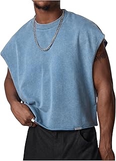 Sponsored Ad - Men's Dolman Sleeve Crop Vest Top T Shirts Crewneck Loose Pullover Tank Tops