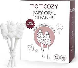 Momcozy Baby Tongue Cleaner Gauze, Baby Toothbrush Disposable Oral Cleaner, Toddler Tooth Brush for Tooth Mouth Gum Clean, Infant Toothbrush Oral Cleaning Stick, Baby Oral Cleaner Newborn, 40 Count