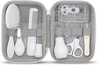 Baby Grooming Kit, 15 in 1 Portable Baby Safety Care Set with 01 Hair Brush Comb Nail Clipper Nasal Aspirator etc for Nursery Newborn Infant Girl Boys Keep Clean(White)