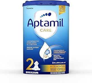 Aptamil Care Stage 2, Milk Based Powder Infant Formula for 6+ Months, Also for C-section born babies, with DHA & ARA, Omega 3 & 6, Prebiotics, Contains No Palm Oil, 28.2 Ounces, Packaging May Vary
