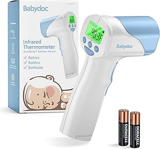 Babydoc Medical Grade FSA-HSA Eligible Baby Thermometer for Kids, AccuTemp German Sensor, 3-in-1 Safe Non-Contact Infrared Forehead Thermometer, Object Mode for Milk or Bathwater, Infants, Children