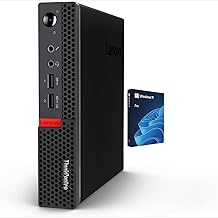 ThinkCentre Tiny Business Desktop Mini PC, AMD Processor, 16GB RAM, 512GB PCIe SSD, 2X Display Port, USB 3.1 Gen 1, RJ-45, Wi-Fi, Windows 11 Pro, Black