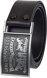 Men’s Leather Jean Belt with Removable Plaque Buckle - Big Buckle, Cowboy belt