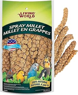 Living World - Millet Spray for Birds, 3.5 Oz – Premium Treat for Budgies, Canaries, Finches, Cockatiels and Other Pet Birds