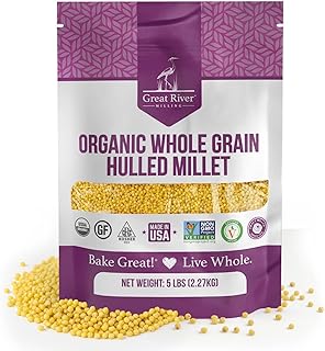 Sponsored Ad - Great River Milling Organic Hulled Millet | Whole Grain Ancient Grain | Gluten-Free, High-Fiber Superfood | Non-GMO, Kosher Certified | Ideal for Salads, Porridge & Baking | 5 Lb