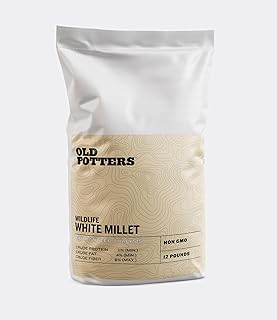 Old Potters Wildlife Organic White Millet for Bird Feeding and Wildlife Bird attracting, Non-GMO and USA Grown, 12 lb