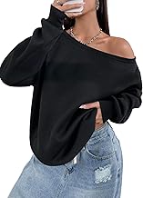 Remidoo Womens Off Shoulder Sweatshirt Drop Shoulder Oversized Long Sleeve Pullover Top