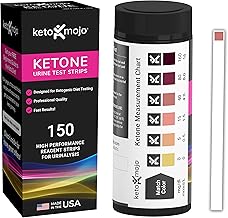 Keto-Mojo Ketone Test Strips 150ct for Ketogenic Diet - Urine Testing for Ketosis Monitoring - Extra Long with Free Keto Guide eBook & App