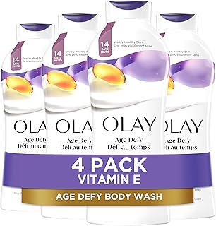 Body Wash for Women, Age Defying with Vitamin E, 24hr Moisturizing, Hydrating & Refreshing, B3 Vitamin Complex, Free of Parabens & Phthalates, For All Skin Types, Scented, 22 fl oz (Pack of 4)