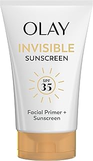 Invisible Sunscreen, SPF 35, 100% Invisible Facial Sunscreen and Makeup Primer - Fragrance-Free, Weightless, No White Cast Broad Spectrum Sun Protection with Vitamin C & E, Aloe Vera, 1.7 Oz