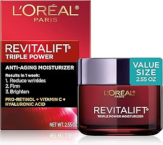 Revitalift Triple Power Anti-Aging Face Moisturizer, Pro Retinol, Hyaluronic Acid & Vitamin C, Reduce Wrinkles 2.55 Oz