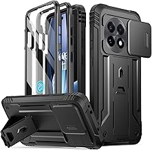 Revolution Case for OnePlus 13R 5G, [Slide Camera Cover], Built-in Screen Protector [Work with Fingerprint ID], [2 Front Frame] Full Body Rugged Shockproof Case with Kickstand, Black